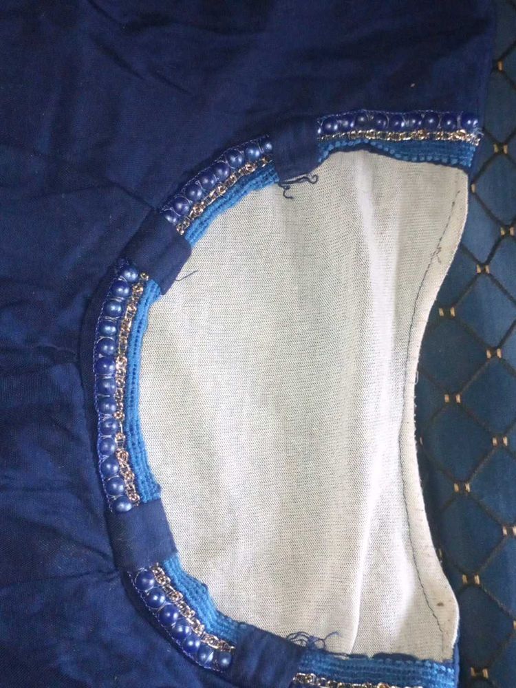Navy blue embellished top