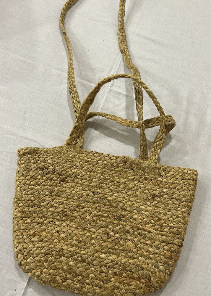 Jute Tote Bag with Braided Handles