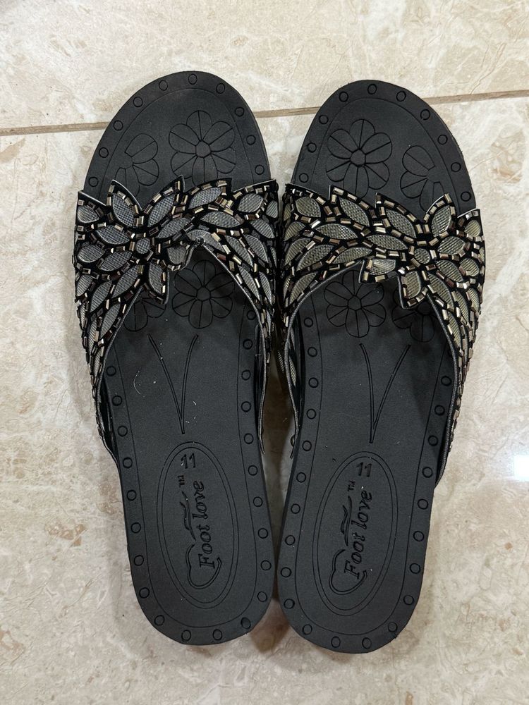 Floral Beaded Slides