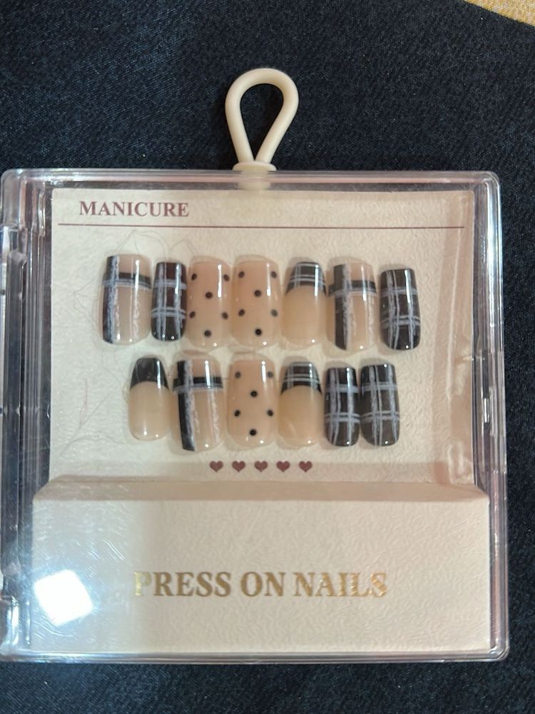 Press On Nails - Plaid &amp; Polka Dot