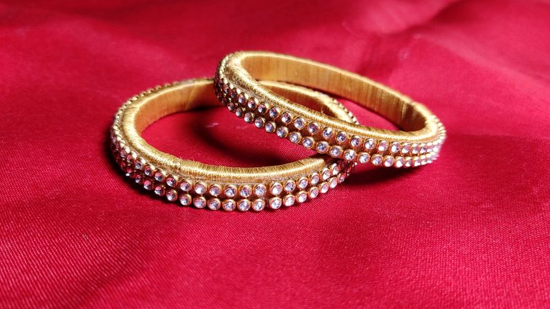 Silk Thread Bangles Golden Colour