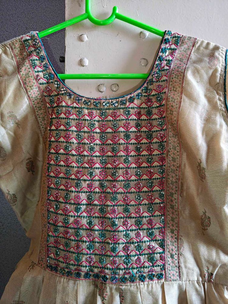 Beige Embroidered Kurta Set