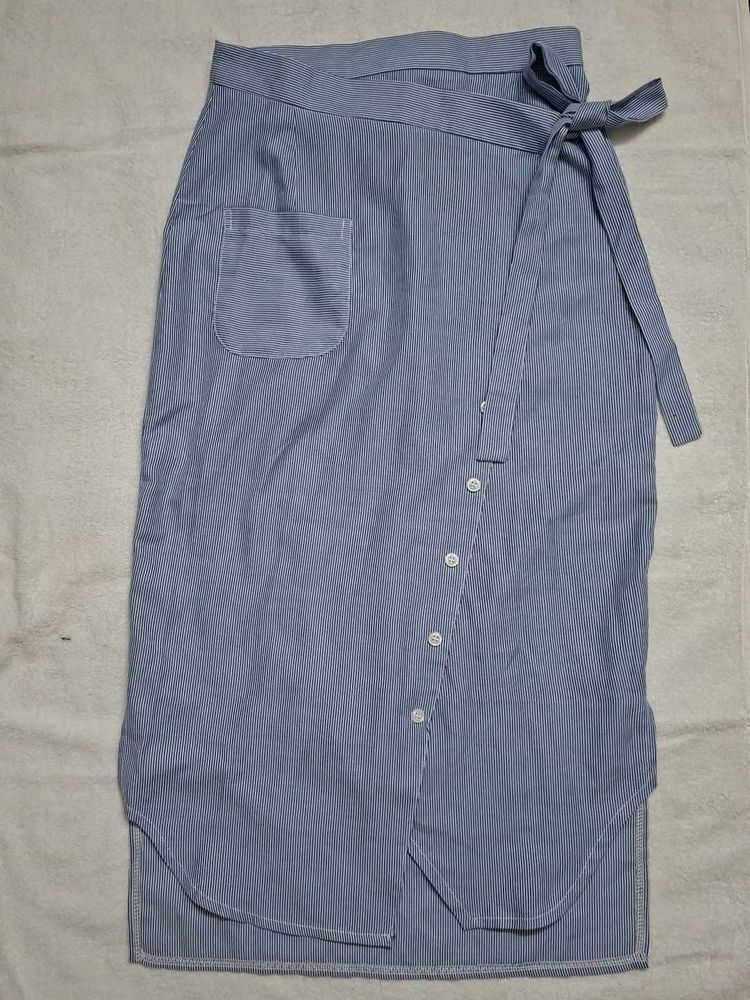 Light Blue Striped Wrap Skirt