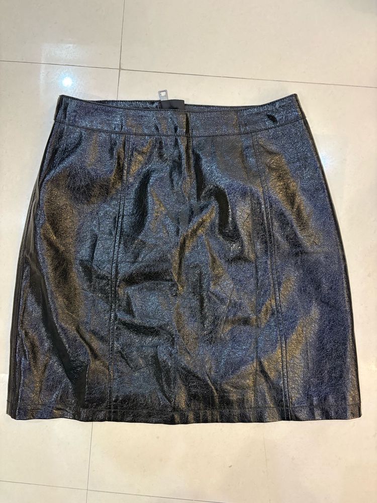 Vero moda Shiny Black Faux Leather Skirt