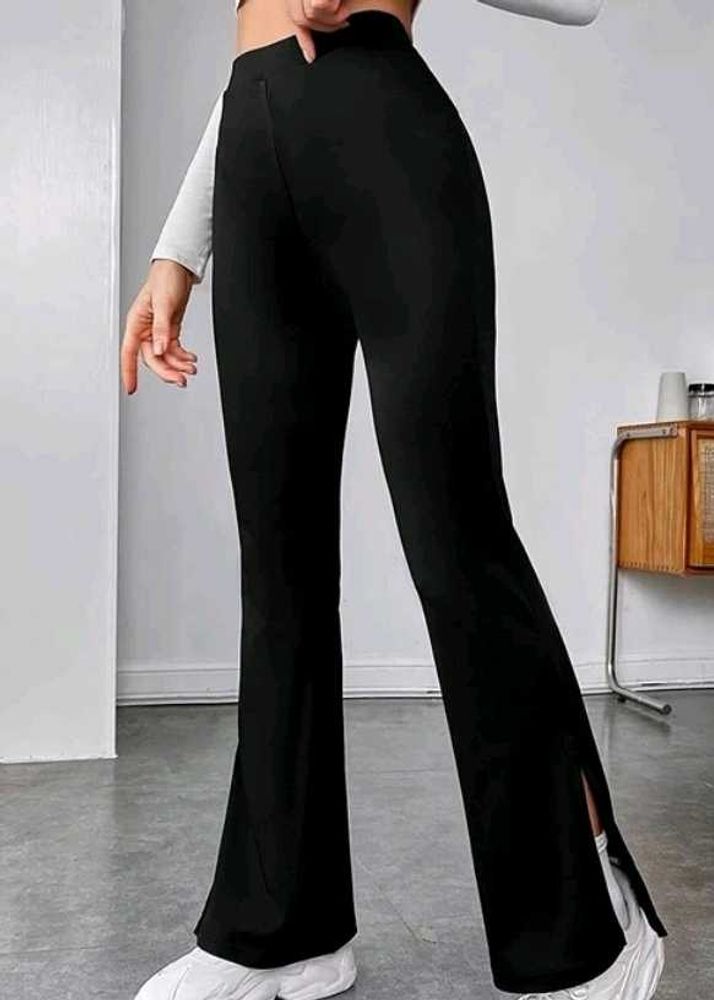 Stylish Black Flared Pants with Side Slits