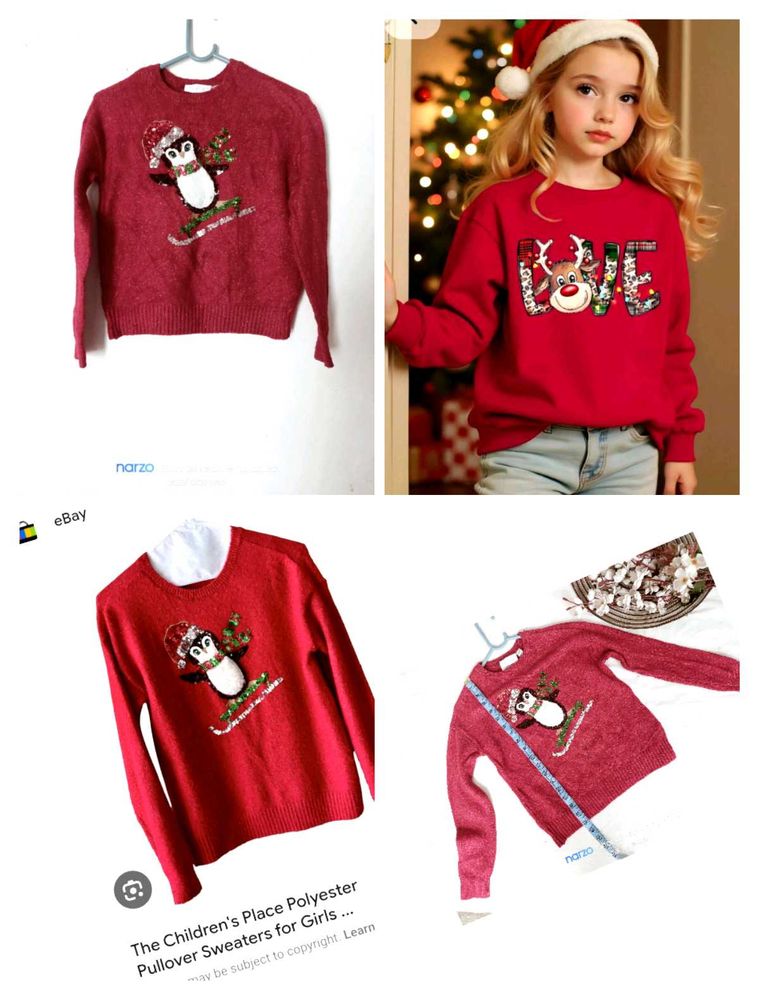 Girls' Christmas Penguin Sweater