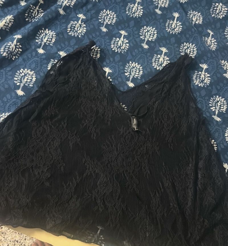 jet Black Lace Cami Top