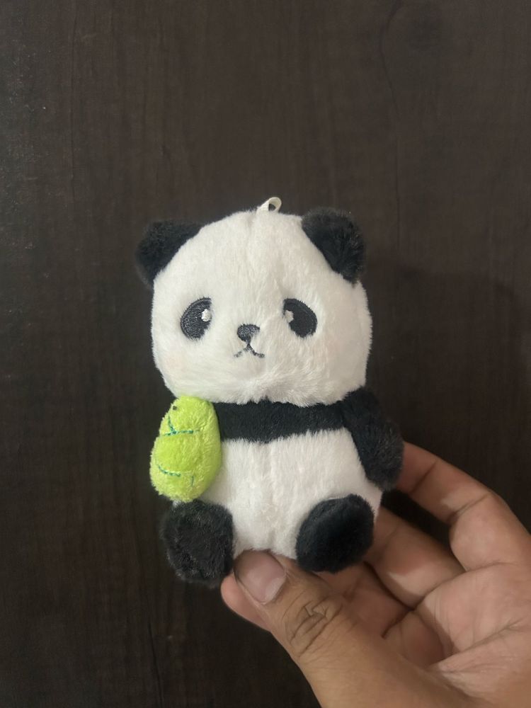 cute Fluffy Panda Charm plush keychain featuring
