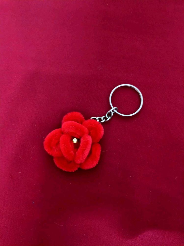 Red Rose Keychain Charm