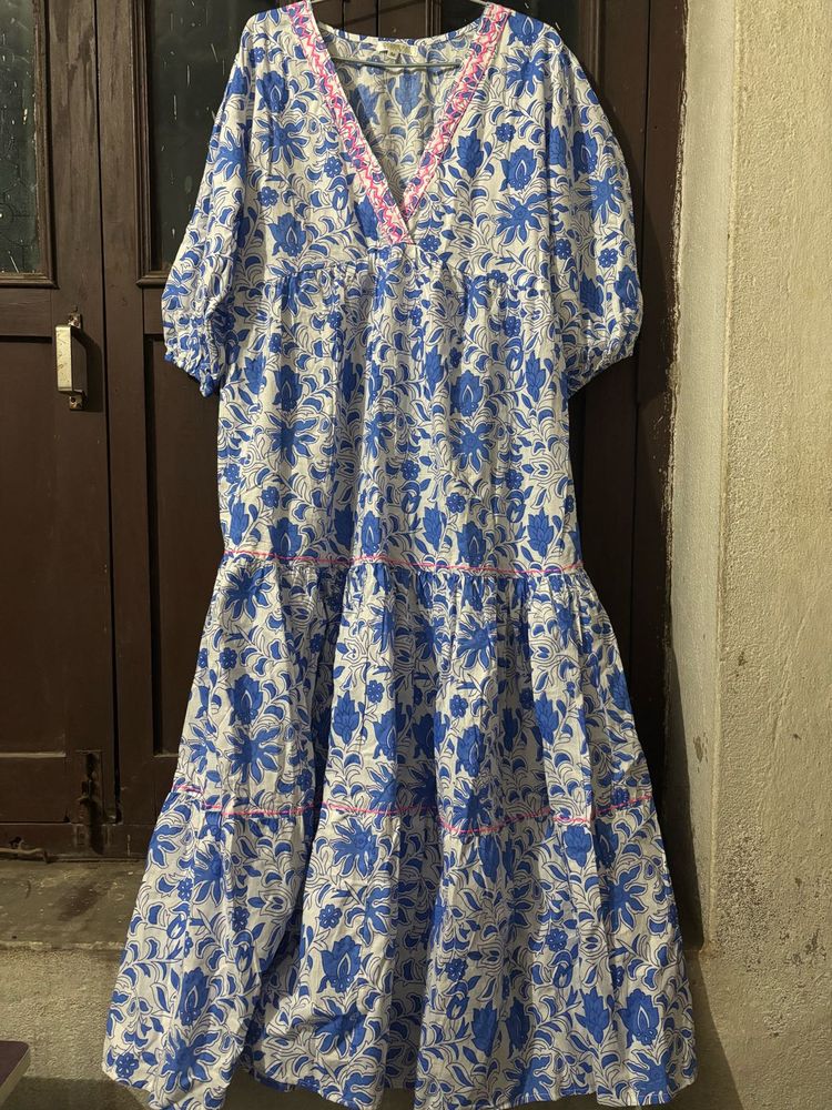 Floral Print Fit and Flare Midi Dress