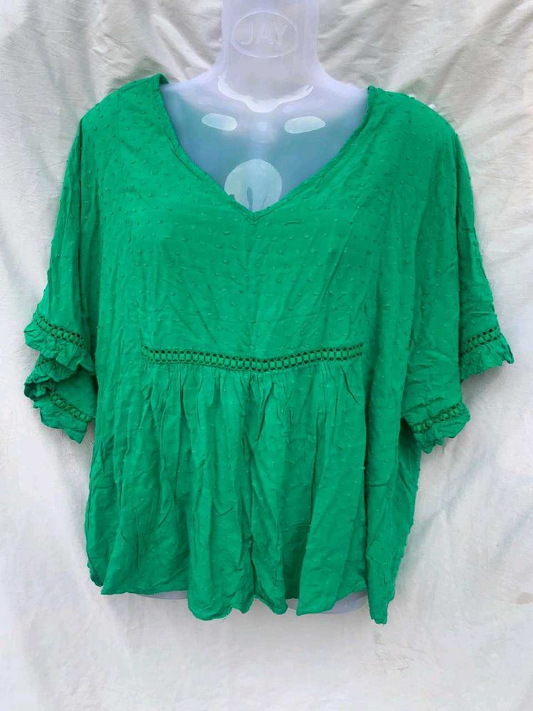 Flowy Green Boho Blouse