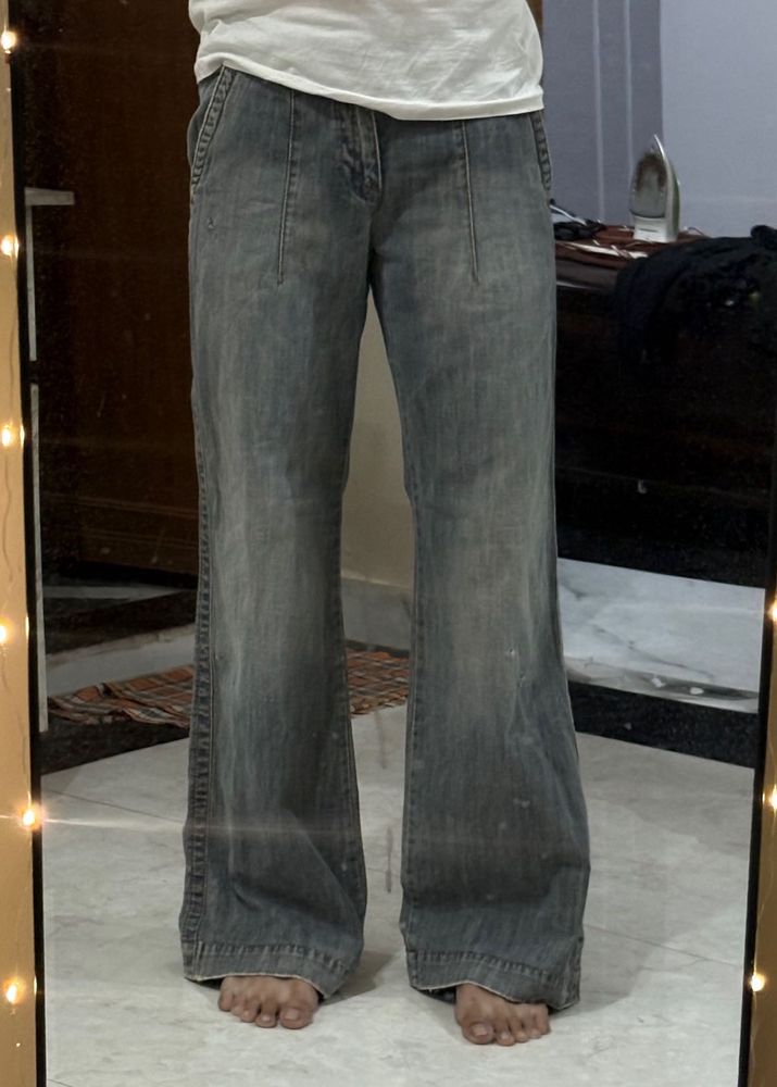 2000s CK Grey Wide Leg Skater Jeans