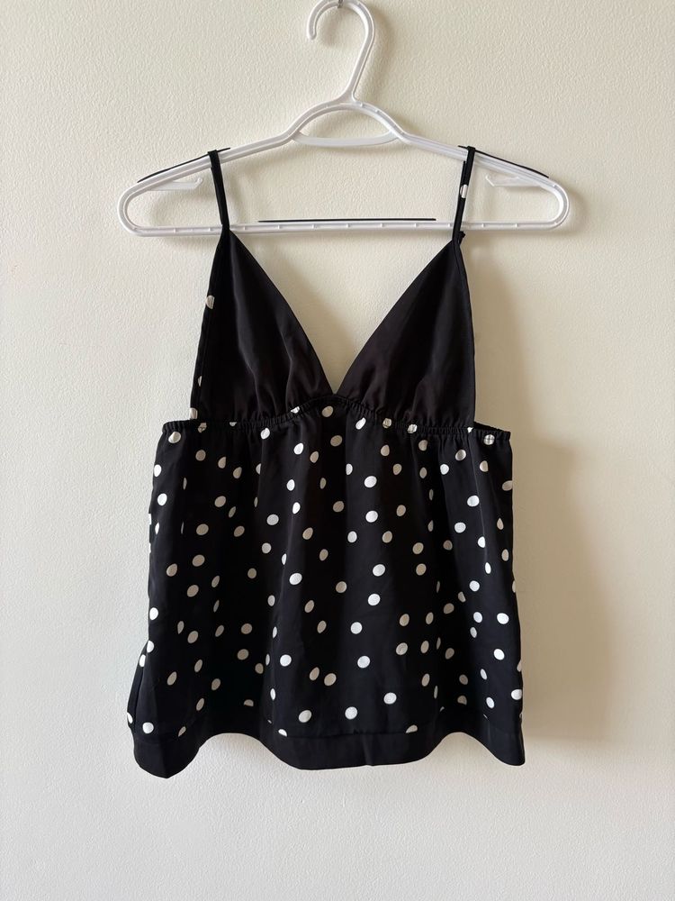 Black &amp; White Polka Dot Cami Top
