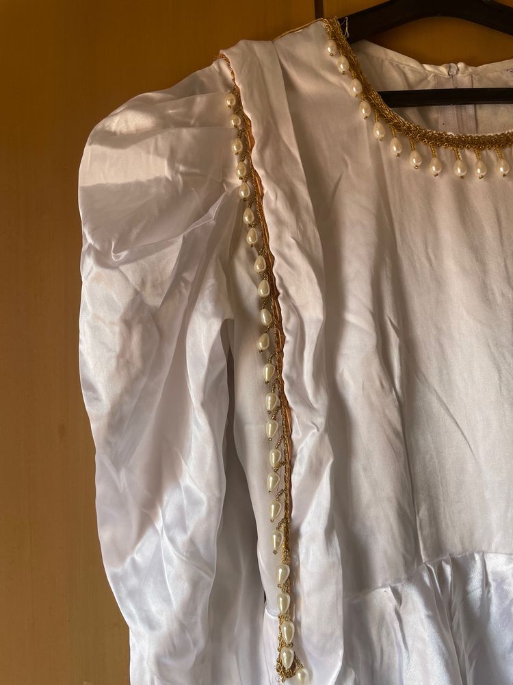 White Satin Pearl Dress