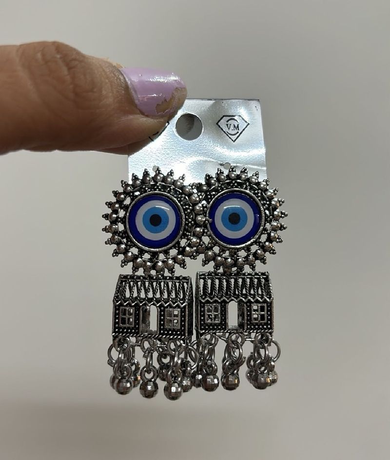Evil Eye &amp; House Dangle Earrings