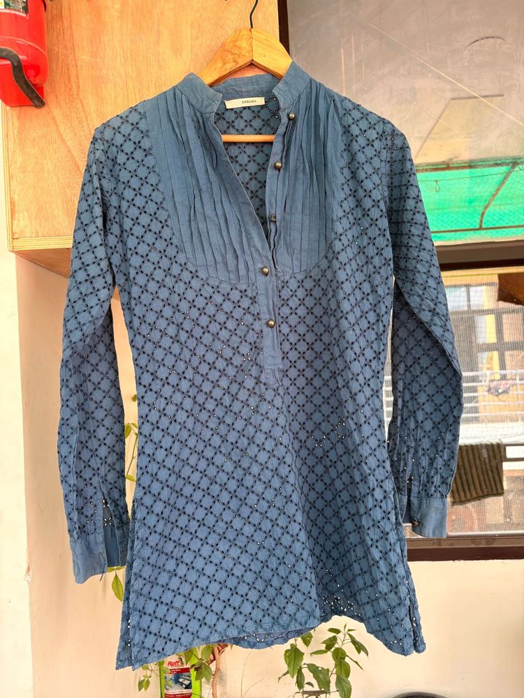 Blue Embroidered Kurta