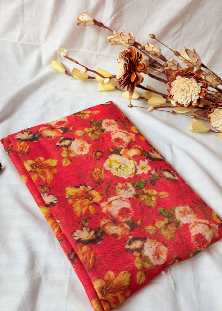 Vibrant Floral Print Saree