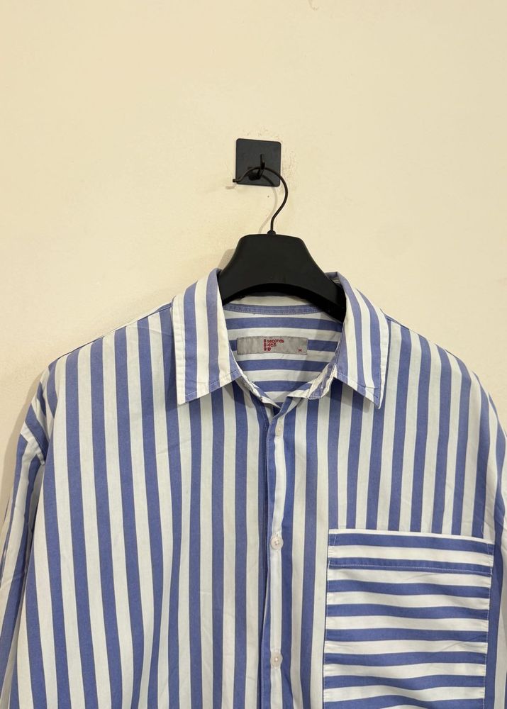 Blue &amp; White Striped Button-Up Shirt