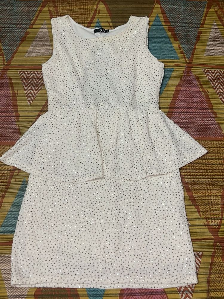 Sparkly White Peplum Dress