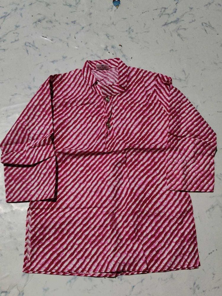 Pink Striped Kurti Top