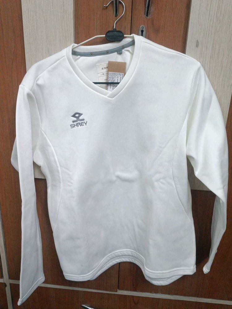SHREY White Long Sleeve Athletic Shirt