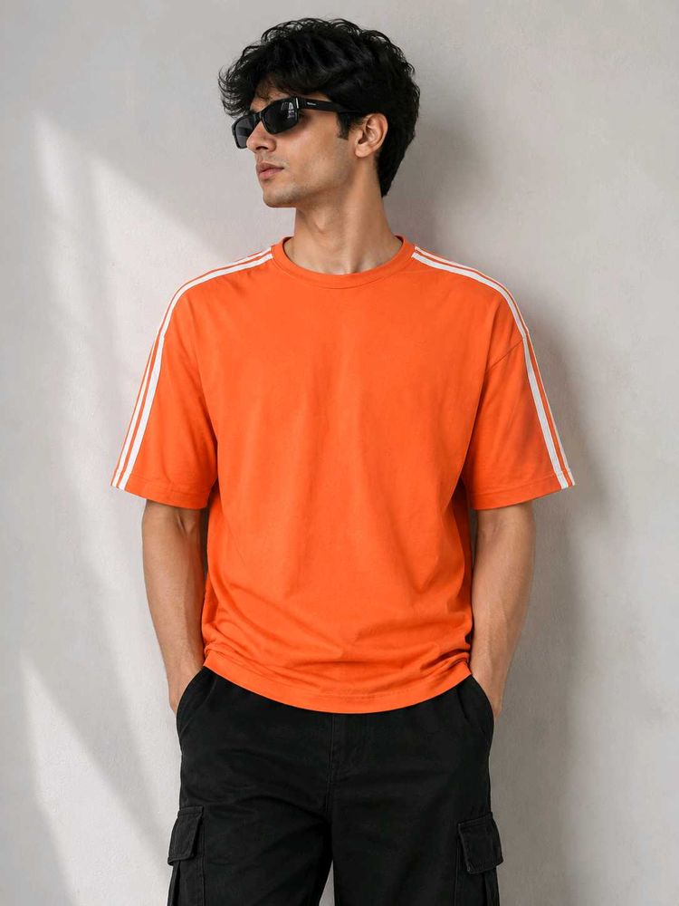Orange T-Shirt with White Stripes