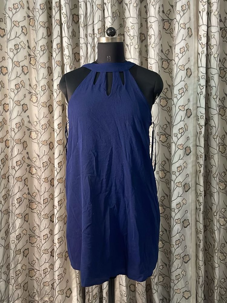 Stylish Navy Blue Sleeveless Dress