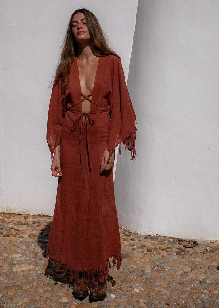 Bohemian Maxi Dress with Fringe