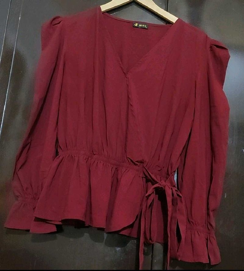 Maroon Color Crop Top For Girl Or Woman 34 Bust