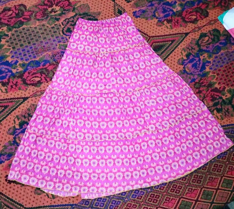 Bohemian Pink Tiered Maxi Skirt