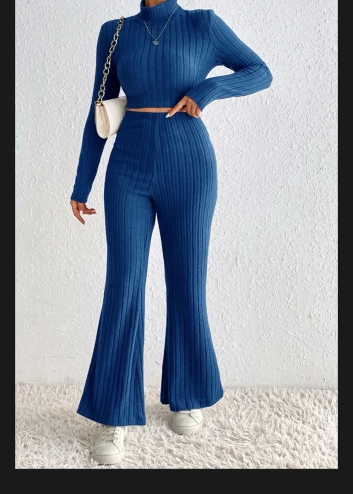 Blue Ribbed Co-ord Set