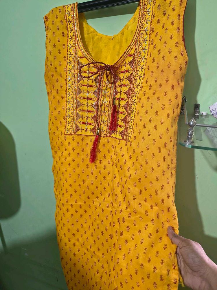 Vibrant Yellow Printed Kurta