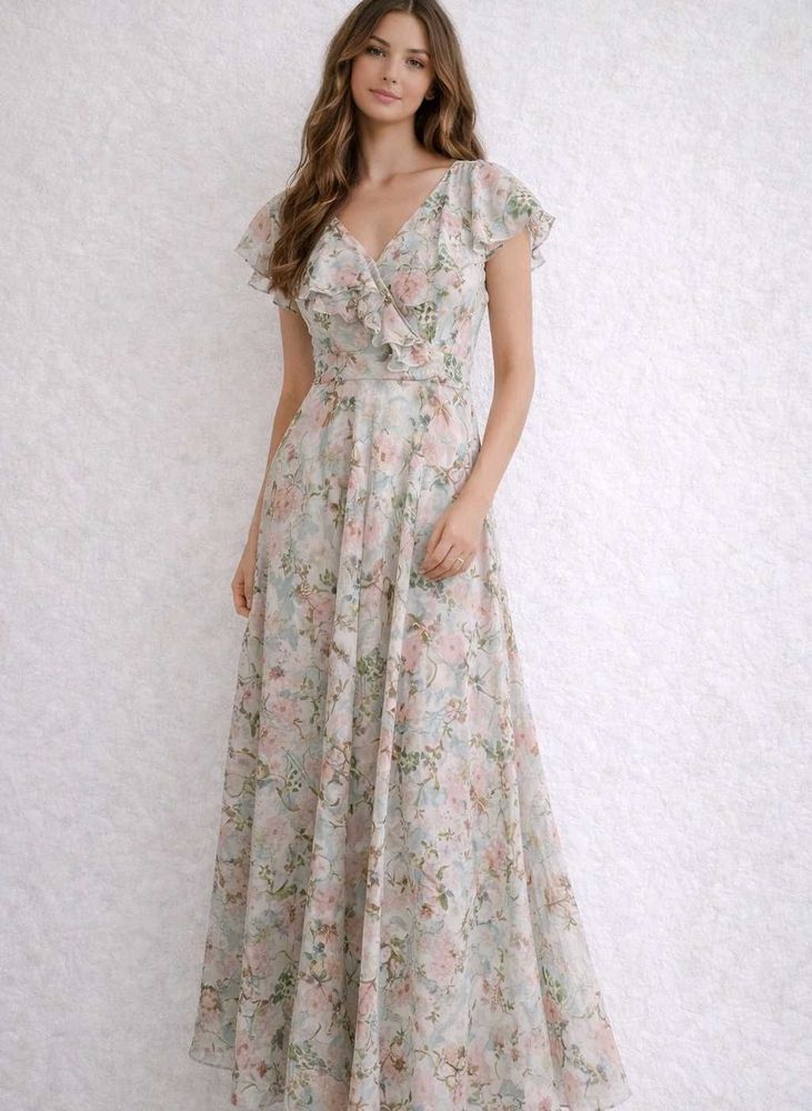 Floral Chiffon Maxi Dress