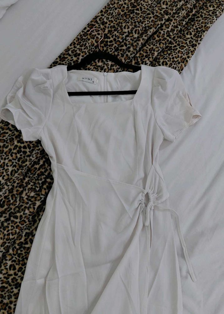 White Satin Wrap Dress