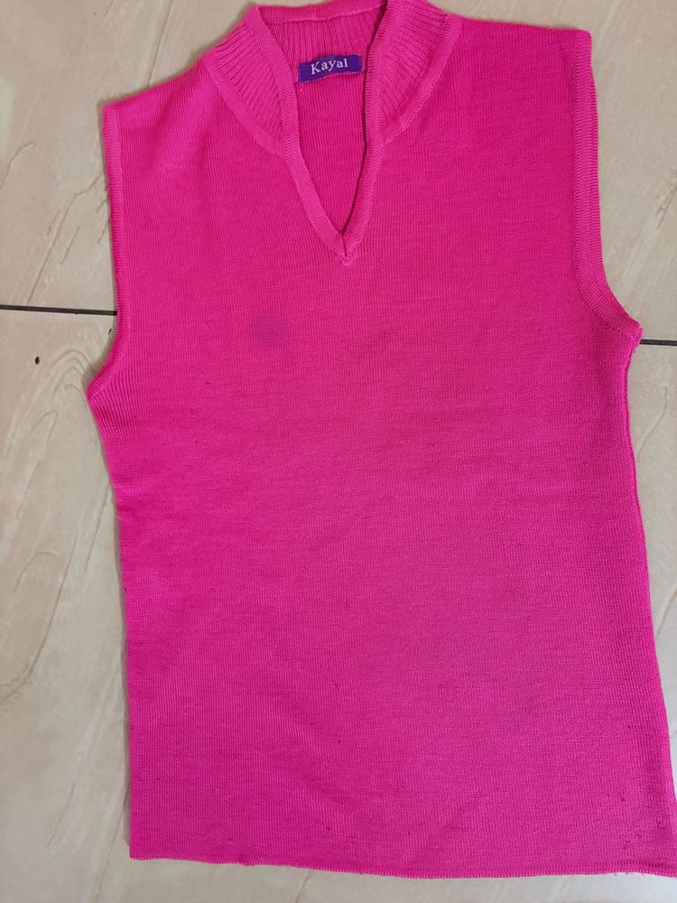 Vibrant Pink Sleeveless Knit Top