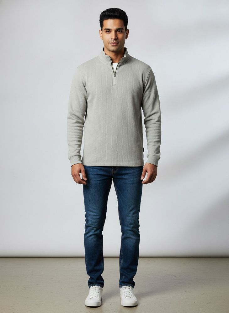 Men's Zip Neck Pullover Sweatshirt