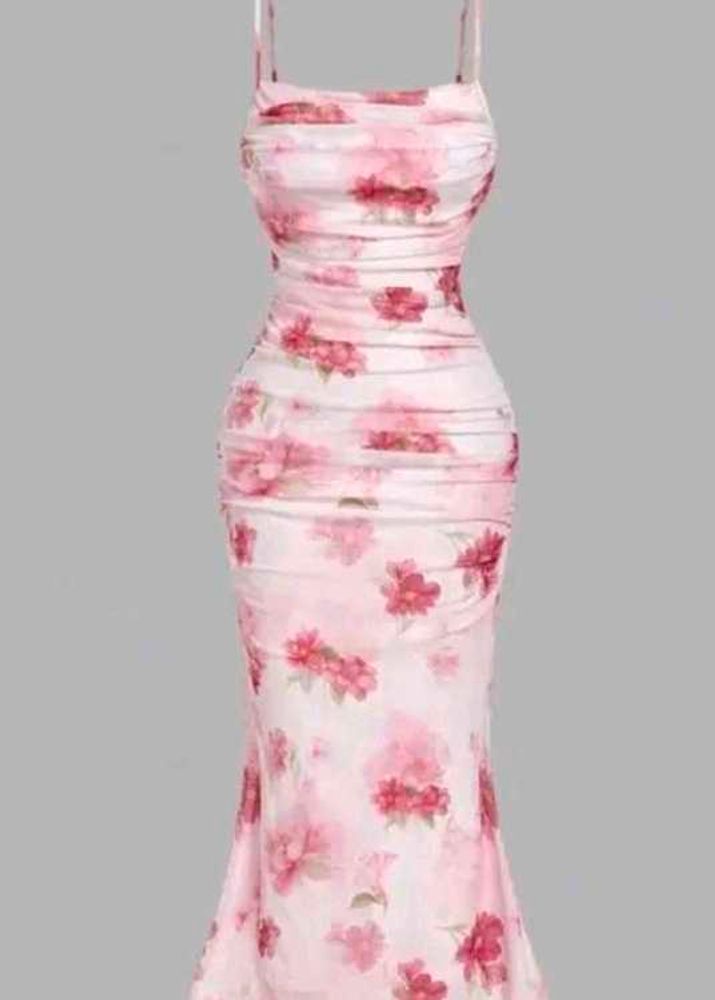 Chic Floral Ruched Midi Dress