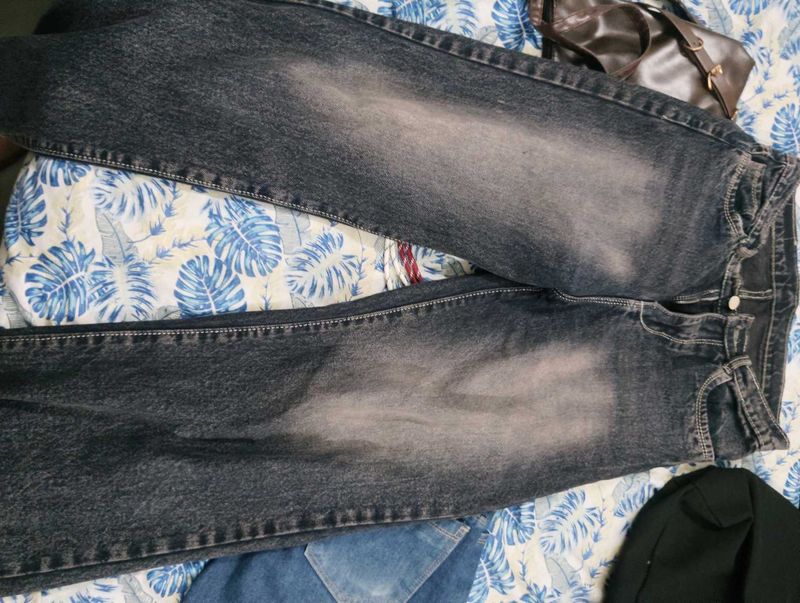 Washed Black Denim Jeans