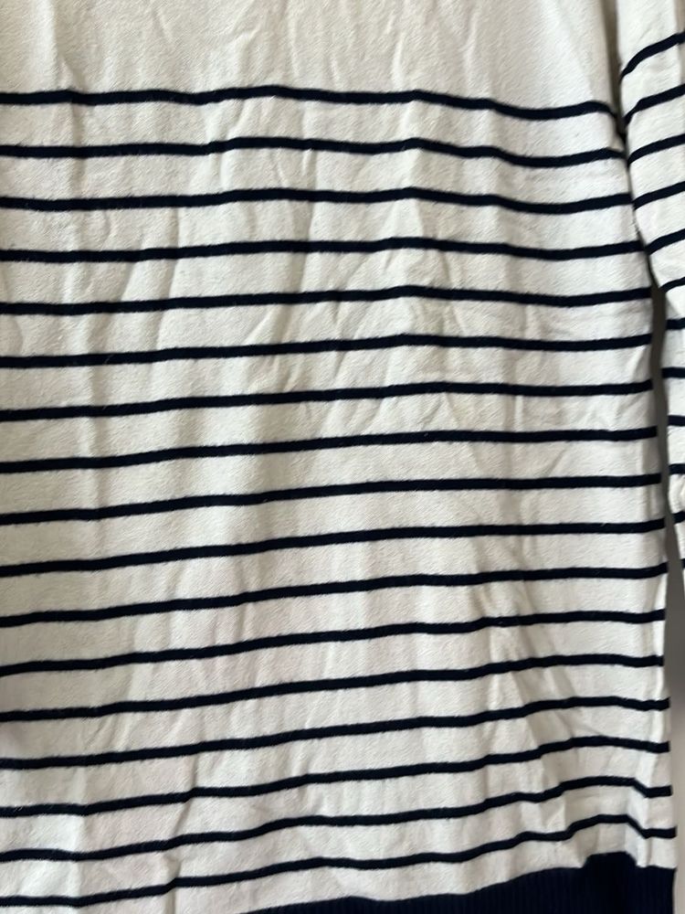 white blue striped top