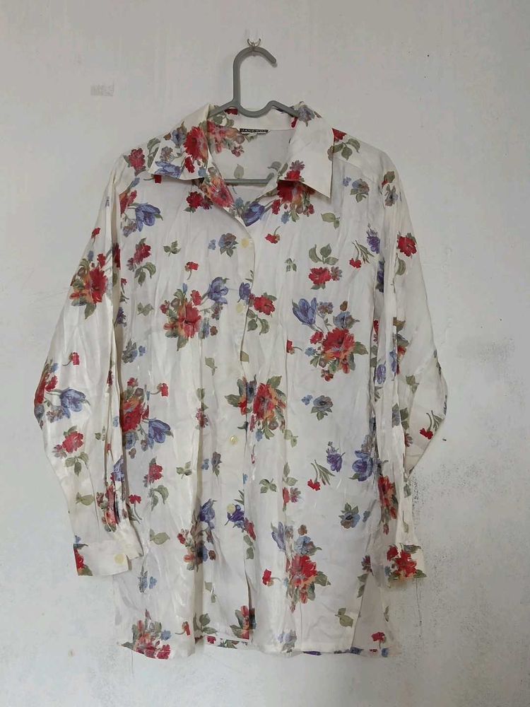 Vintage Floral Print Button-Up Shirt