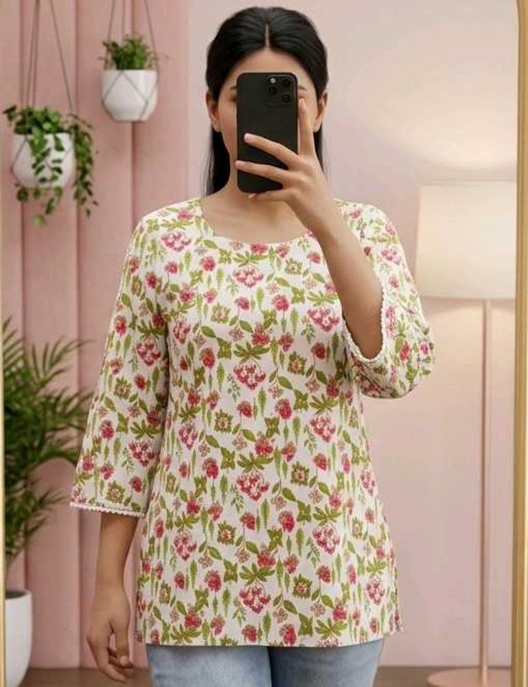 Boho Floral Print Tunic Top