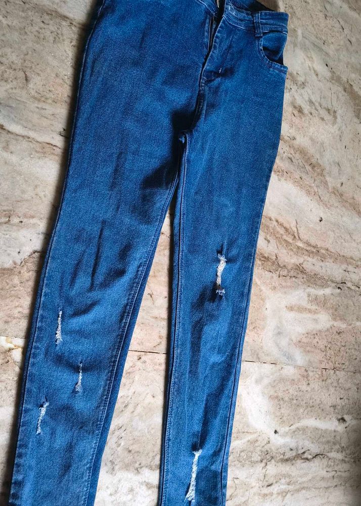 Blue Distressed Skinny Jeans