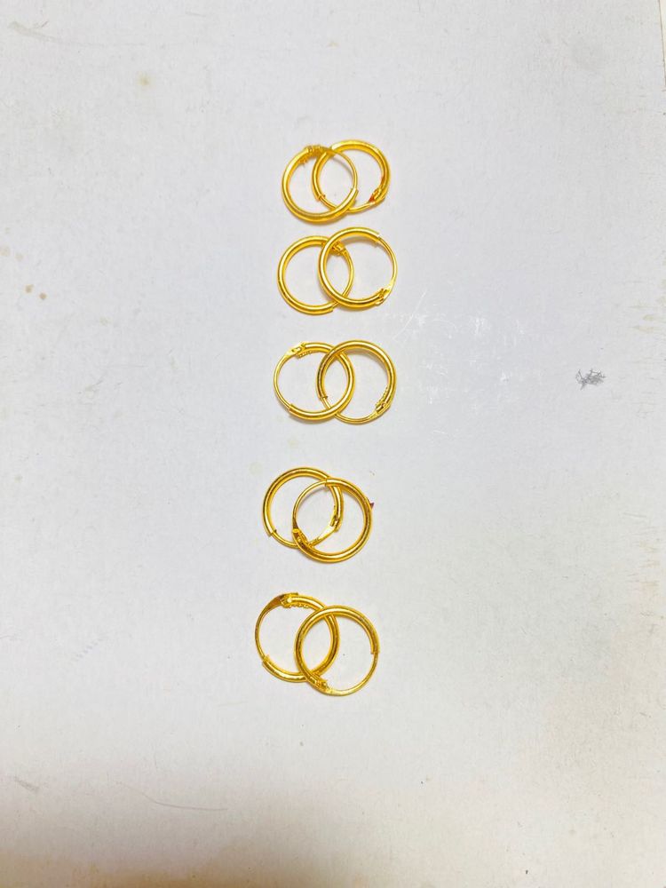 Elegant Gold Hoop Earrings Set 5 pairs