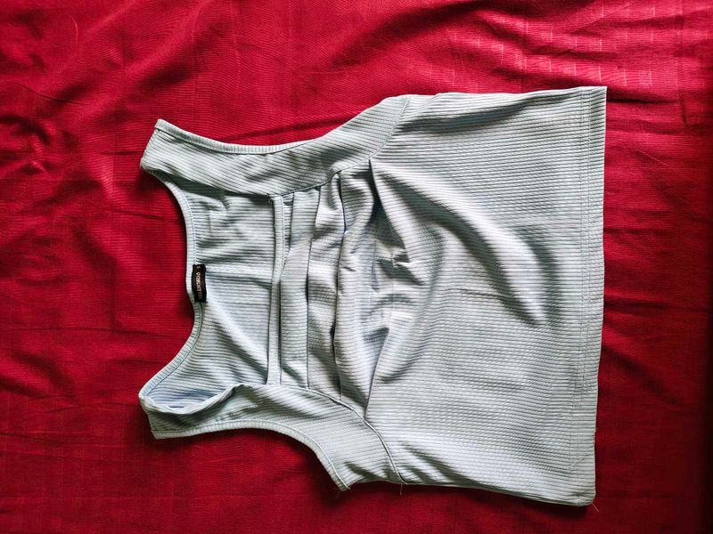 Light Blue Striped Sleeveless Top