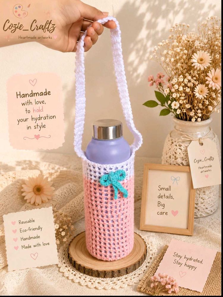 Handmade Crochet Bottle Holder Bag