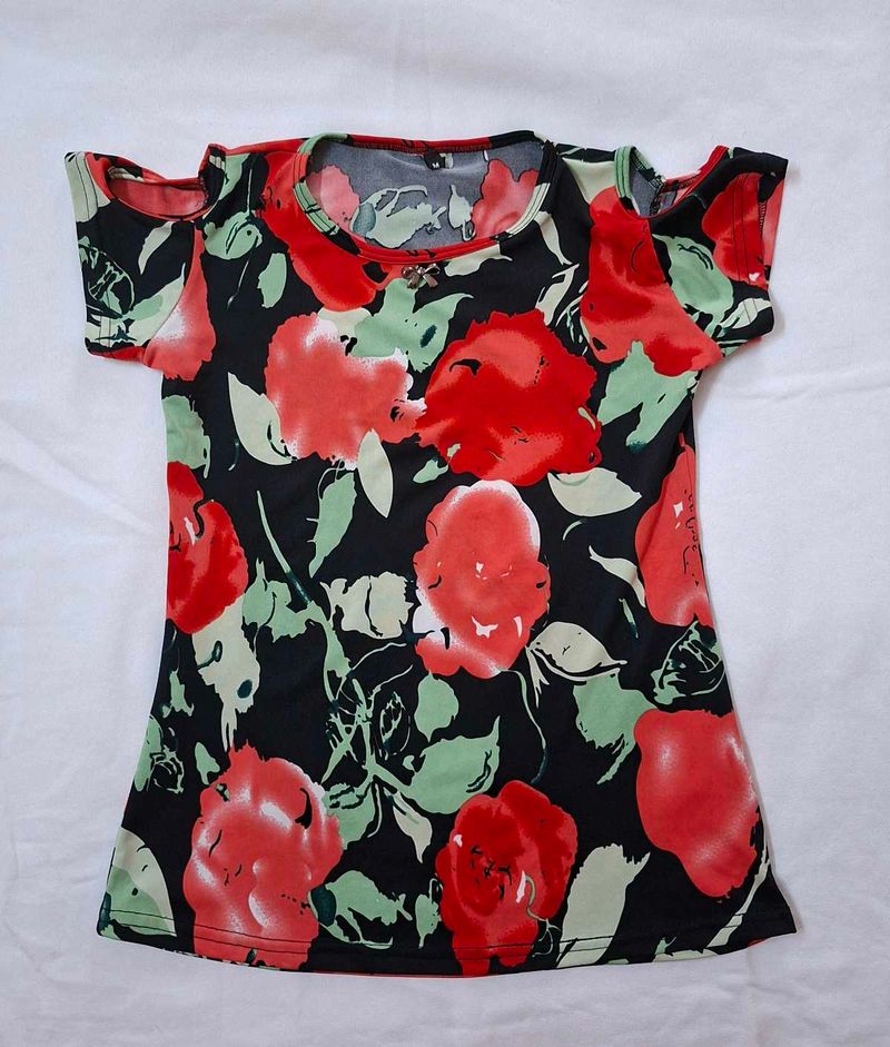 Floral Cold Shoulder Top (Freebies Included🎊☑️)