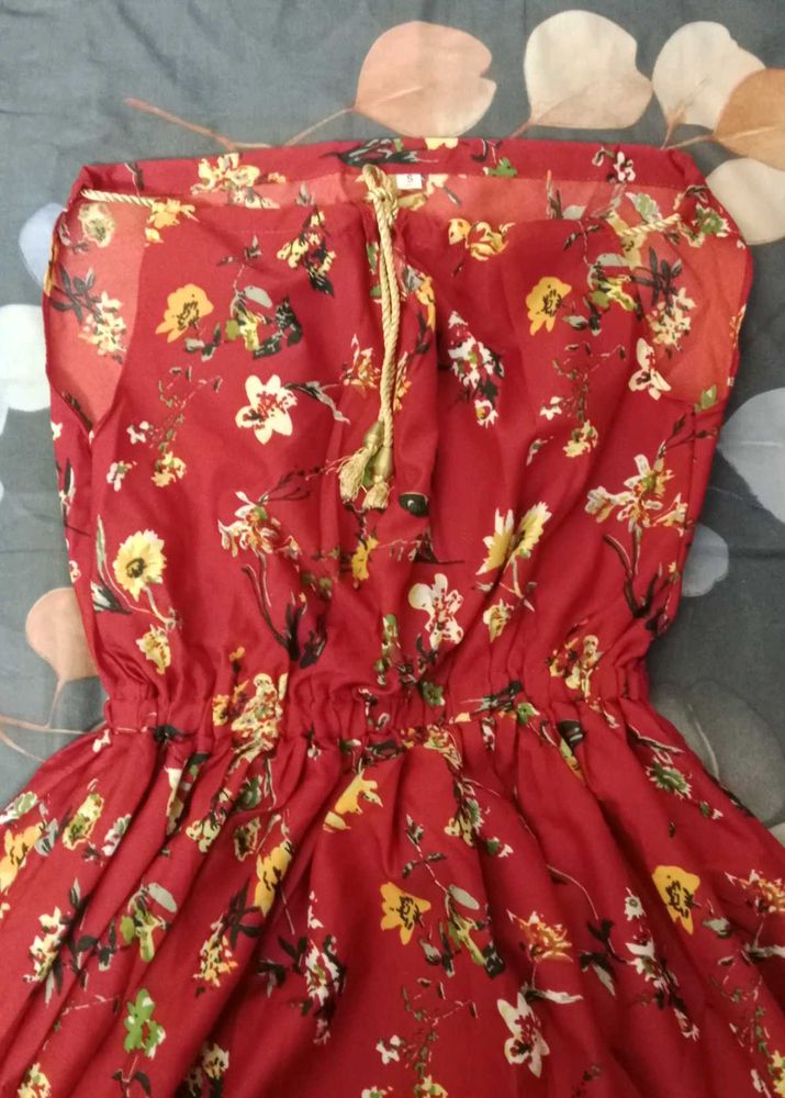 Boho Floral Print Off-Shoulder Dress