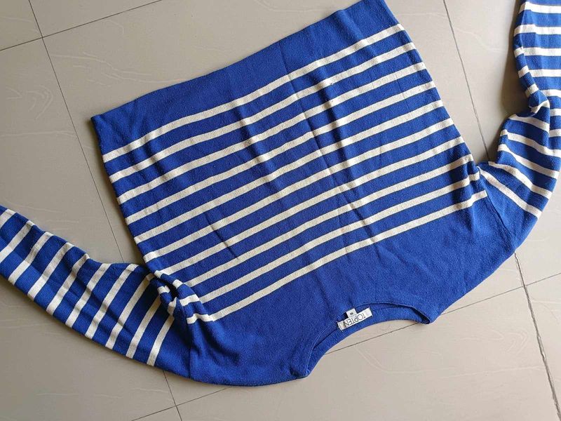 Blue &amp; White Striped Knit Sweater
