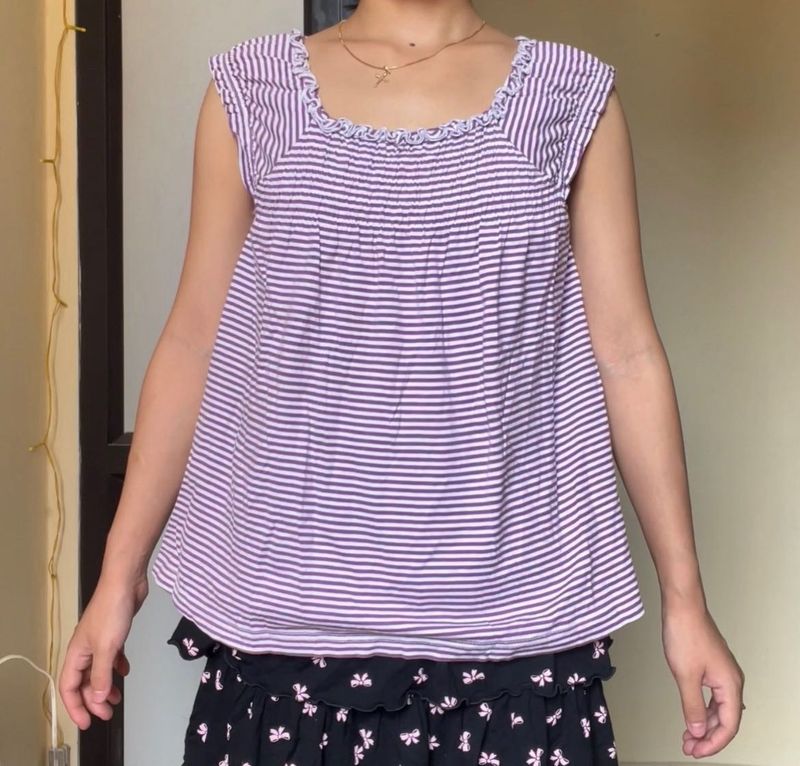 Cute Striped Smocked Top