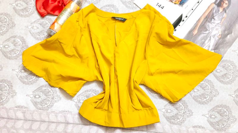 Vibrant Yellow Batwing Sleeve Top